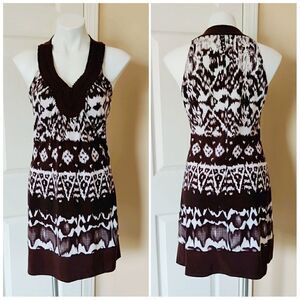 Wrapper Ikat print stretchy shift mini dress